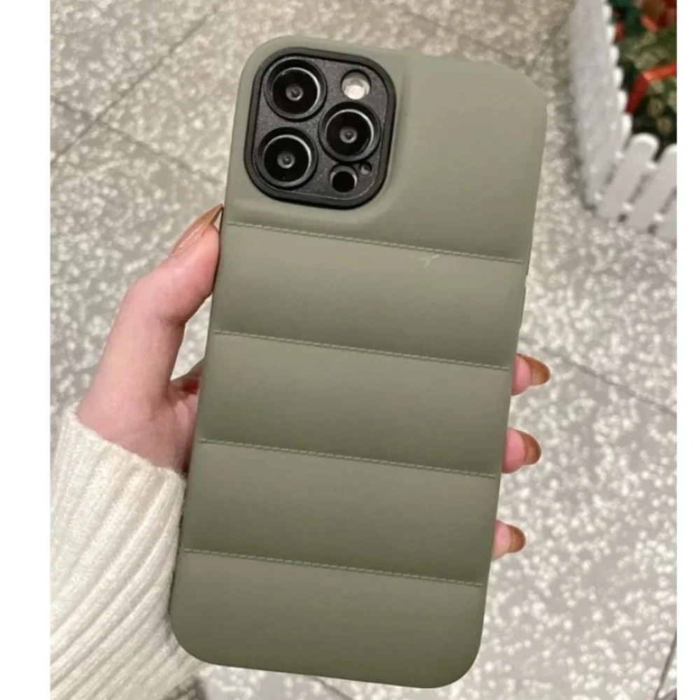 NEW iPhone 13/Pro/Max Plain Puffer Lens Protection iPhone case
